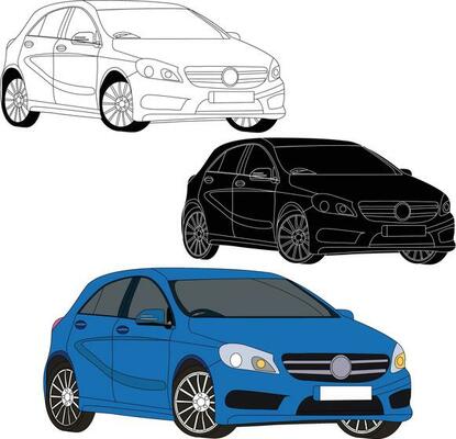 Mercedes-Benz A-Class W169 vector drawing