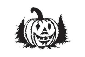 Halloween Pumpkin silhouette Vector Black and white.