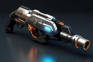 futuristic blue laser gun, illustration, photo