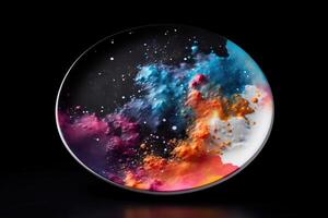 marvelous illustration of universe on a black plate, photo