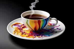 marvelous colorful tea on a plate, illustration, generative ai photo