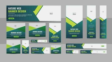 Nature web banner design web template Set, header web banner. Modern Gradient green cover header background for website design, Social Media Cover ads banner, flyer, invitation card vector