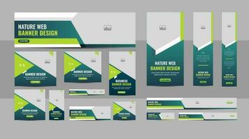 Nature web banner design web template Set, header web banner. Modern Gradient green cover header background for website design, Social Media Cover ads banner, flyer, invitation card vector