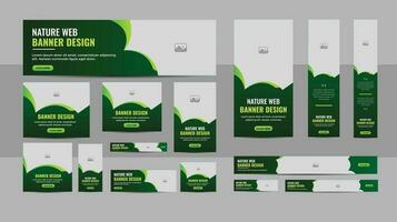 Modern nature web banner design web template Set, Horizontal header web banner. Modern Gradient green cover header background for website design, Social Media Cover ads banner, flyer, invitation card vector