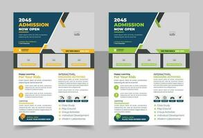 Kids back to school education admission flyer poster layout template, book cover, leaflet, poster, brochure template vector
