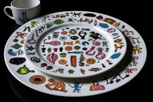 marvelous toltecs symbols on a plate, illustration, generative ai photo