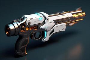 futuristic blue laser gun, illustration, photo