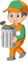 sanitation worker profession cartoon character vector