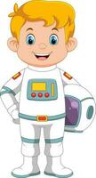 Cartoon astronaut standing on white background vector