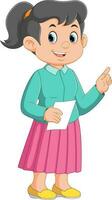 girl master ceremonial hold paper cartoon character vector