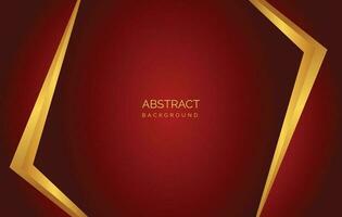 Abstract red background with golden frame and copy space. Vector illustration