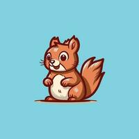 natural red squirrel, isolated object on a bue background vector