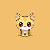 Cute yellow kawaii cat vector
