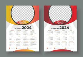 impresión Listo uno página pared calendario modelo diseño para 2024. pared calendario 2024 modelo diseño. impresión Listo uno página pared calendario modelo diseño para 2024. semana empieza en domingo vector
