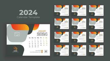 calendario 2024 planificador corporativo modelo diseño colocar. minimalista escritorio calendario 2024 plantilla, planificador, negocio modelo vector. semana comienzo en domingo vector