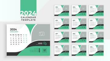 Calendar 2024 planner corporate template design set. template for annual calendar 2024. Week starts on Sunday vector