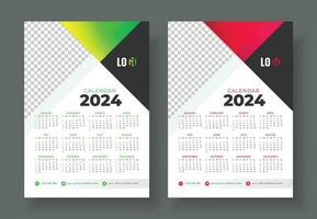 Print Ready One Page wall calendar template design for 2024. Week starts on Sunday vector