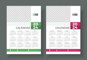 Wall Calendar 2024 Template Design. Print Ready One Page wall calendar template design for 2024 vector