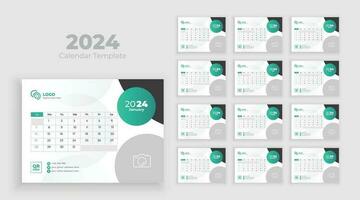 Calendar 2024 planner corporate template design set. Minimalist desk calendar 2024 template, planner, Business template vector. Week start on Sunday vector