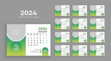 Desk Calendar Template 2024. Week start on Sunday vector