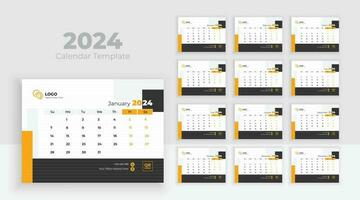 Calendar 2024 planner corporate template design set. Week start on Sunday vector