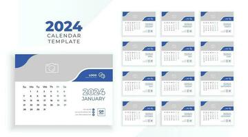 Calendar 2024 planner corporate template design set. template for annual calendar 2024. Week starts on Sunday vector