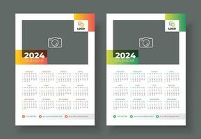 Calendar 2024 template planner vector wall minimalist style 1 to 12 month one page. Week starts on Sunday calendar design 2024