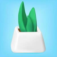 icon 3d plant succulents in white flowerpot vector