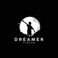 sueño logo, niño sueño inspirador diseño, vector alcanzando estrella divertido aprendiendo, niños sueño logo templet