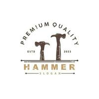 Hammer Logo, Builder Tools Inspiration Design, Vector Vintage Carpentry And Mechanics, Illustration Template