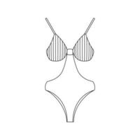 The swimsuit is compatible. Beach set for summer trips. Vacation accessories for sea vacations. Line art. vector