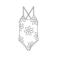 The swimsuit is compatible. Beach set for summer trips. Vacation accessories for sea vacations. Line art. vector