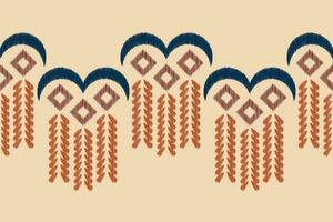Ethnic Ikat fabric pattern geometric style.African Ikat embroidery Ethnic oriental pattern brown cream background. Abstract,vector,illustration.Texture,clothing,frame,decoration,carpet,motif. vector