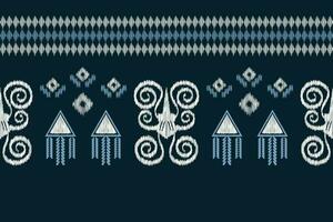 Ethnic Ikat fabric pattern geometric style.African Ikat embroidery Ethnic oriental pattern blue background. Abstract,vector,illustration.Texture,clothing,frame,decoration,carpet,motif. vector