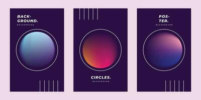 Colorful gradient circle background template copy space set. Dynamic modern backdrop design. Sphere graphic template for poster, banner, cover, leaflet, brochure, or magazine. vector