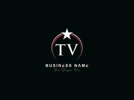 Initial Royal Tv Star Logo Icon, Minimalist TV Circle Logo Icon Vector
