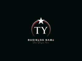 Initial Royal Ty Star Logo Icon, Minimalist TY Circle Logo Icon Vector