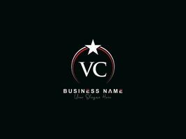 Initial Luxury Vc Circle Logo Letter, Minimal Royal Star VC Logo Symbol For Business vector