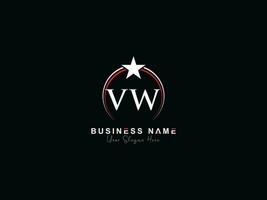 PrinInitial Luxury Vw Circle Logo Letter, Minimal Royal Star VW Logo Symbol For Business vector