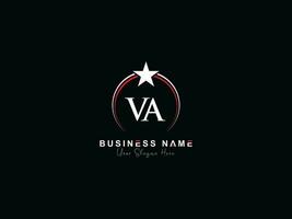 Initial Luxury Va Circle Logo Letter, Minimal Royal Star VA Logo Symbol For Business vector