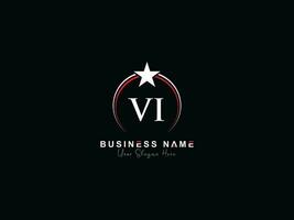 Initial Luxury Vi Circle Logo Letter, Minimal Royal Star VI Logo Symbol For Business vector