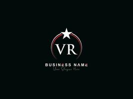 inicial lujo vr circulo logo carta, mínimo real estrella vr logo símbolo para negocio vector