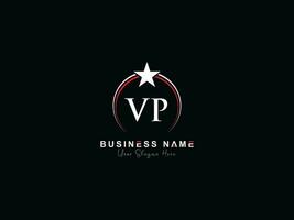 Initial Luxury Vp Circle Logo Letter, Minimal Royal Star VP Logo Symbol For Business vector