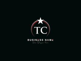Initial Royal Tc Star Logo Icon, Minimalist TC Circle Logo Icon Vector