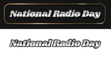 National Radio Day Banner and shiny metallic typography isolated on white background. Editable Vector Illustration. EPS 10.