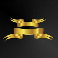 gold ribbon element for labels and banners vector