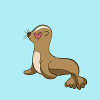 cute sea lion animal cartoon illustration vector