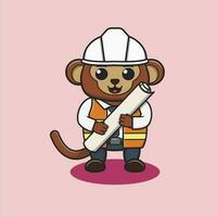 illustration of a monkey with uniforms of various professions vector