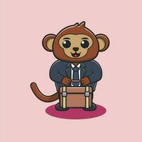 illustration of a monkey with uniforms of various professions vector