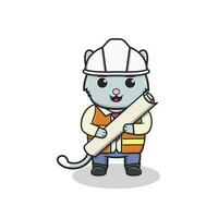 illustration of a cat with uniforms of various professions vector